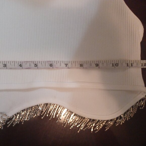 Vital Life Women’s Small White Activewear Top w/ Rhinestone Tassel Bling NWT - Picture 11 of 14